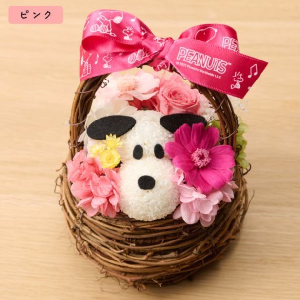 ピンクの“お花スヌーピー”フロント