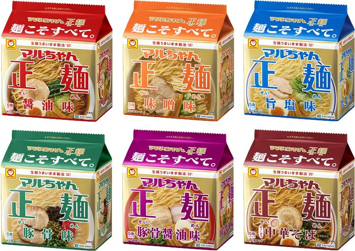 マルちゃん正麺 醤油味・味噌味・旨塩味・豚骨味 豚骨醤油味・中華そば 和風醤油味リニューアル