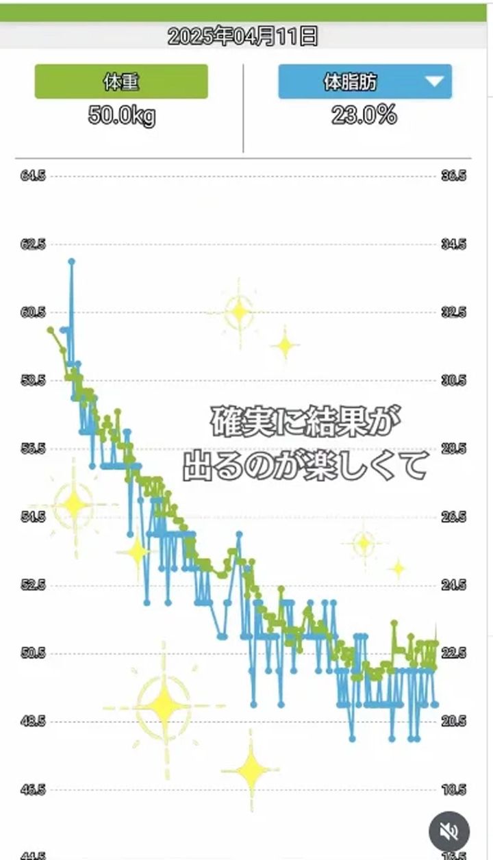 体重と体脂肪の変化グラフ