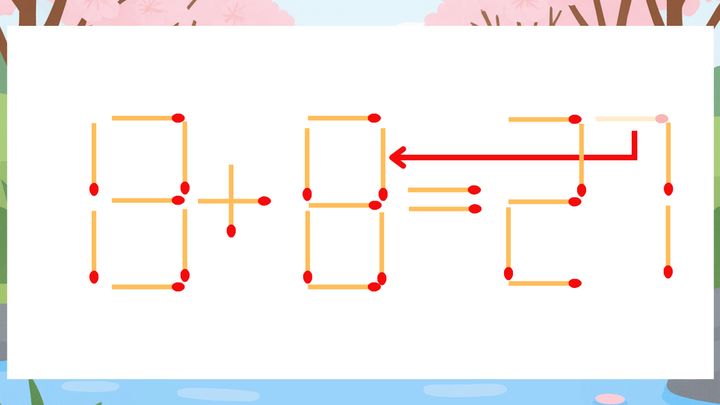 【マッチ棒クイズ】1本だけ動かして正しい式に：13+6=27？の解答画像