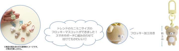 「ぷちフロッキーマスコット」の使用イメージとサイズ約3cm