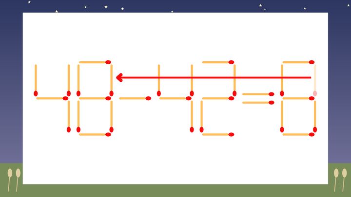 【マッチ棒クイズ】1本だけ動かして正しい式に：46-42=8？の解答画像
