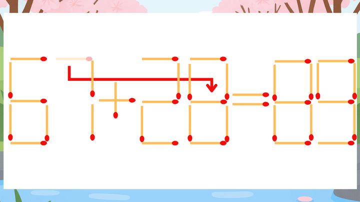 【マッチ棒クイズ】1本だけ動かして正しい式に：67+20=89？の解答画像