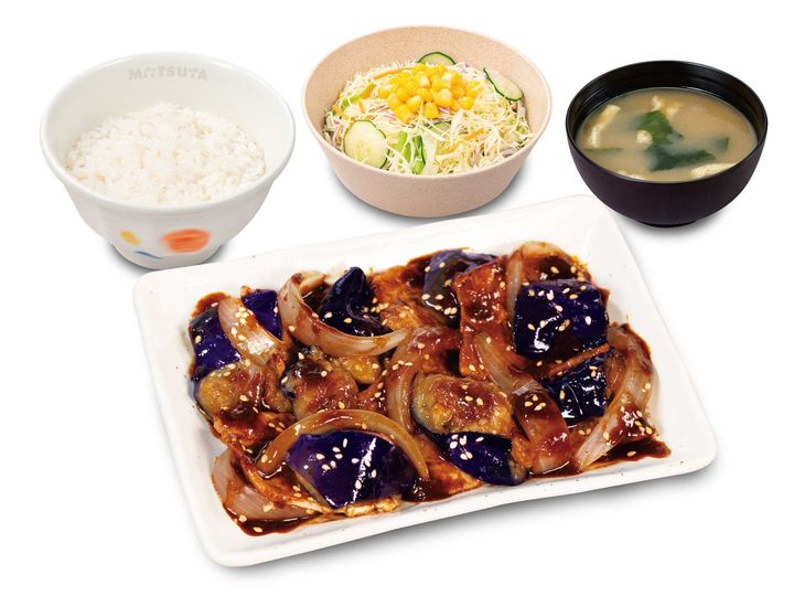 「豚と茄子の辛味噌炒め定食」のフルセット