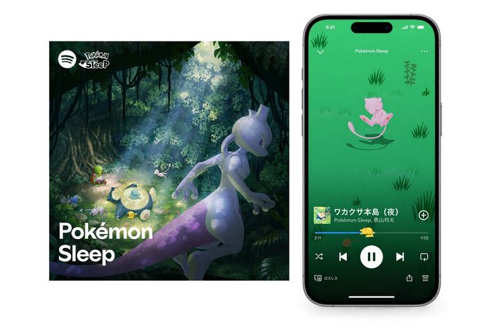 Pokemon Sleep プレイリストジャケットとアプリ画面