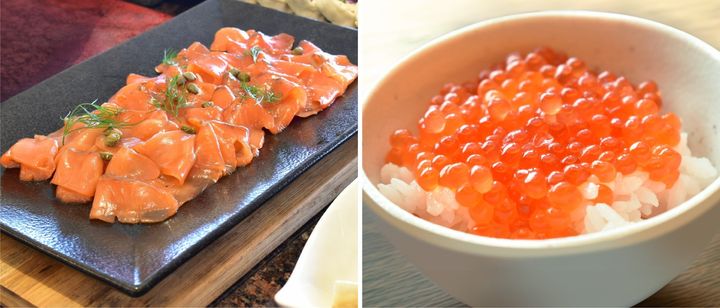 スモークサーモンといくら丼（セルフスタイル）