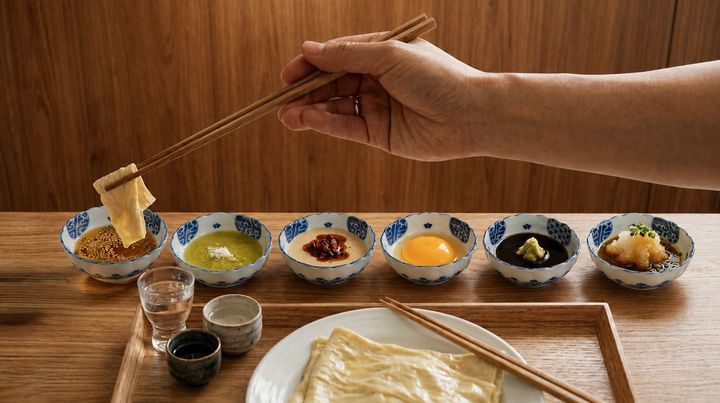 調味料3種で食べ比べる湯葉