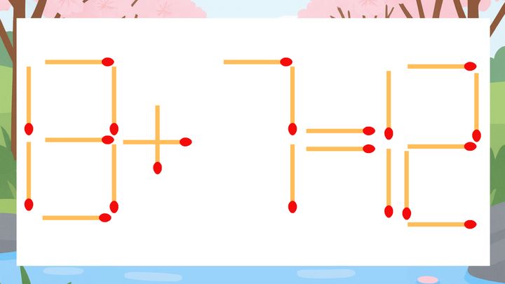 【マッチ棒クイズ】1本だけ動かして正しい式に：13+7=12？の問題画像