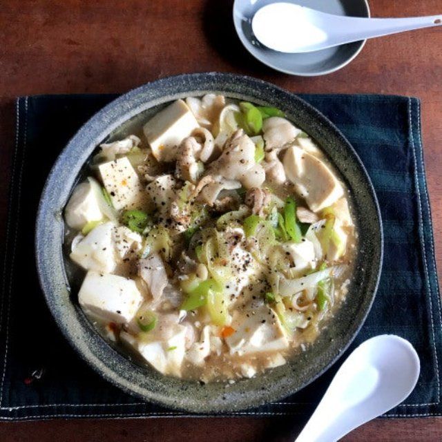「長ねぎと豚バラの塩麻婆豆腐」レシピ