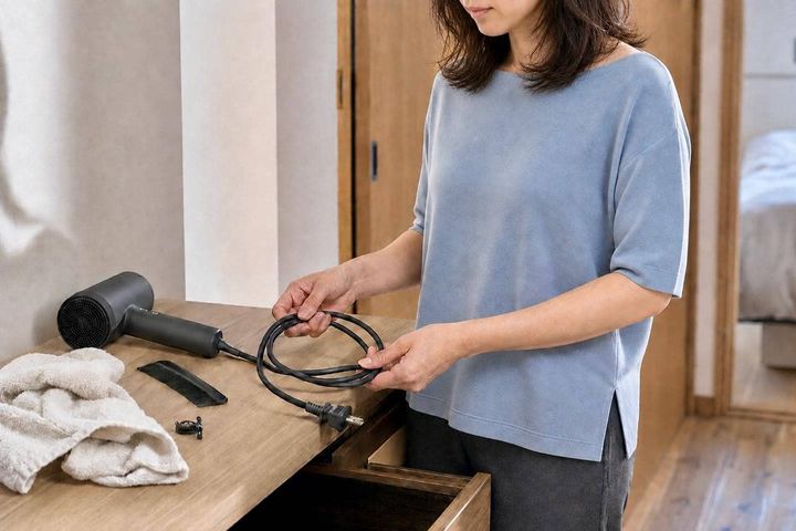 ドライヤーのコード、本体に巻きつけてない？収納するときは“ゆるくまとめる”が基本