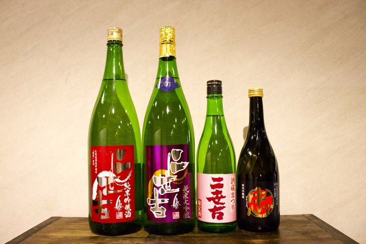 二世古酒造の日本酒4銘柄のボトル