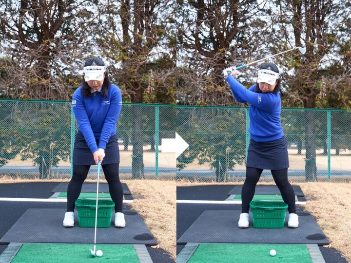 両足にカゴを挟むだけ！アイアンで正確なショットを打つコツ