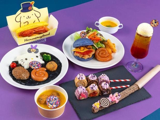 ハローキティの顔をかたどったハロウィーンプレート