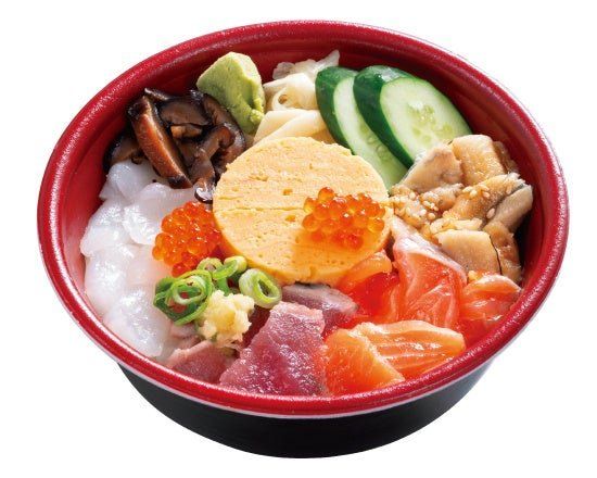 お月見海鮮丼の盛り付け