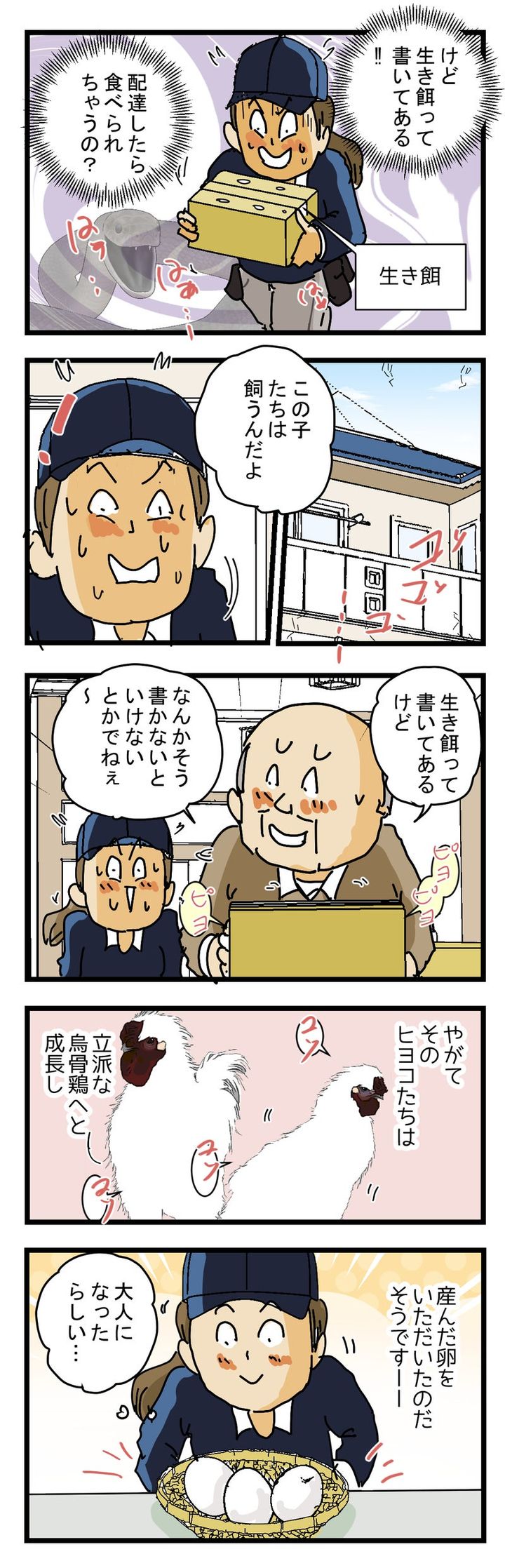 「生き餌」と書かれた荷物(ヒヨコ)を、配達したくないと思った話