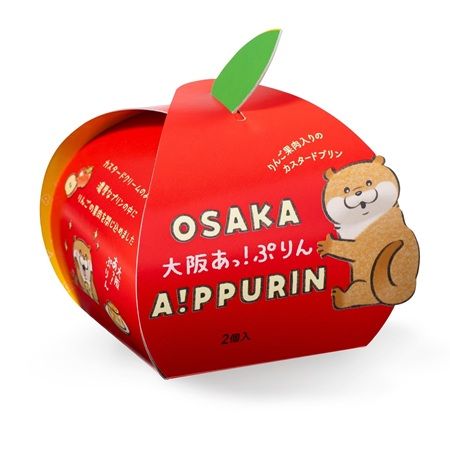 りんご果肉入りであっと驚く「大阪あっ！ぷりん」パッケージは人気キャラとコラボ