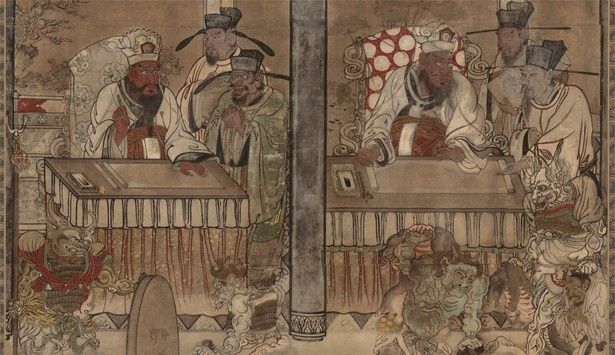 長岳寺が所蔵する奈良県指定文化財「大地獄絵」※画像は展示作品の一部 画像提供：長岳寺