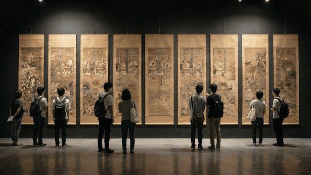 実寸大で再現された文化財と至近距離で向き合える古典美術の展示空間