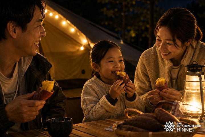 ご家族で味わい、“食べる”までをひとつの体験に / 焼きいもを食べている様子