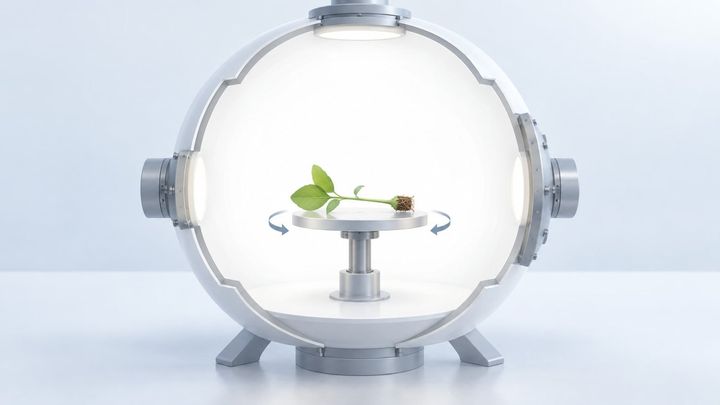 重力と光の感知を止めた「球」の中で、木は立ち直った