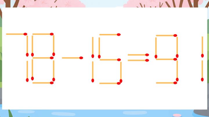 【マッチ棒クイズ】1本だけ動かして正しい式に：78-15=91？の問題画像