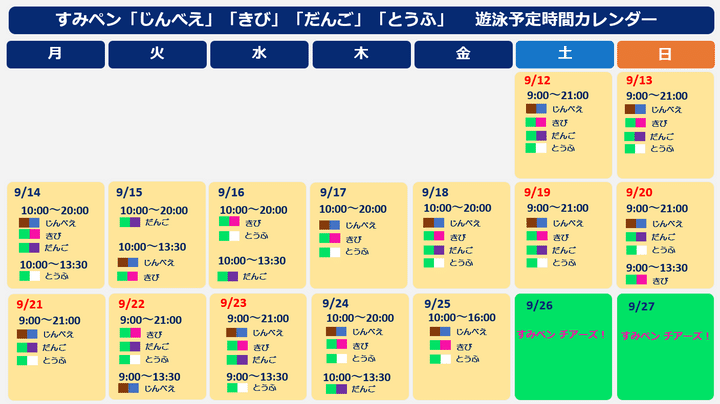 4羽のプール遊泳日時を公開