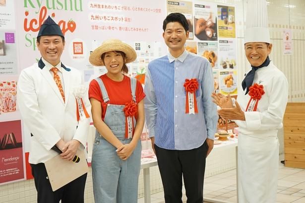 左から、株式会社博多大丸 食品部部長の大場智基さん、株式会社うるう農園取締役の古賀百伽さん、REC COFFEE代表の岩瀬由和さん、有限会社チョコレートショップ2代目オーナーシェフの佐野隆さん