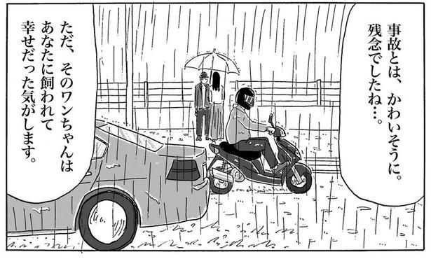 「そのワンちゃんはあなたに飼われて幸せだったと思います」と心優しい言葉をかけてくれる老人 画像提供：森本大百科(@mdaihyakka)