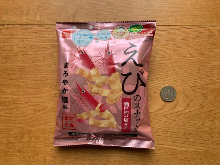 セリア：素材市場 えびのスナック まろやか塩味