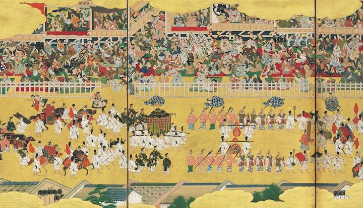 《二条城行幸図屏風》左隻部分：後水尾天皇の鳳輦