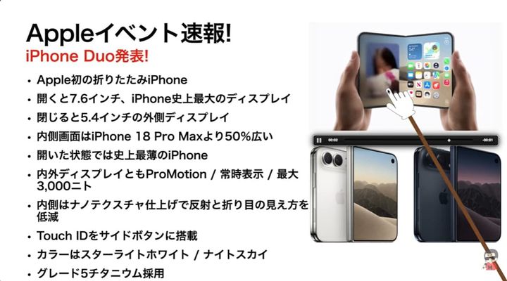 大注目！初の折りたたみ「iPhone Duo」