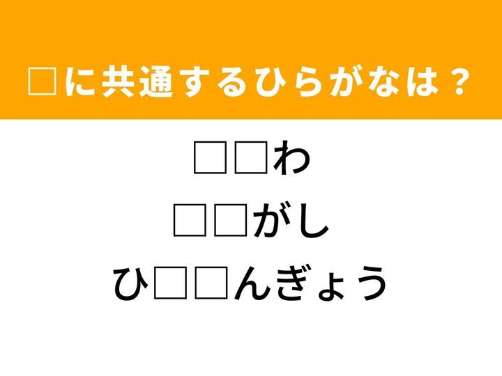 3つの言葉の空欄を埋めて正しい日本語を完成させるクイズです。古い地名、ぼかした表現、そして春の伝統行事で飾られるものをヒントに、共通するひらがな2文字を導き出して語彙力を試してみましょう。