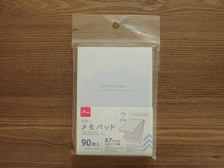 DAISO(ダイソー)：メモパッド(A7、ブルー)
