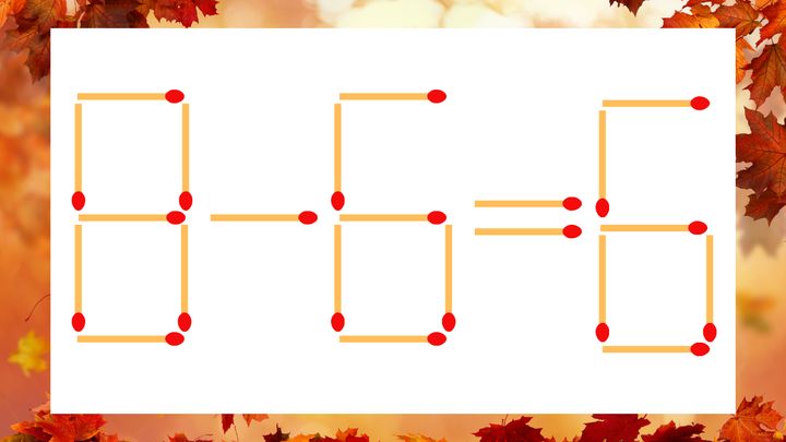 【マッチ棒クイズ】1本だけ動かして正しい式に：8-6=6？の問題画像