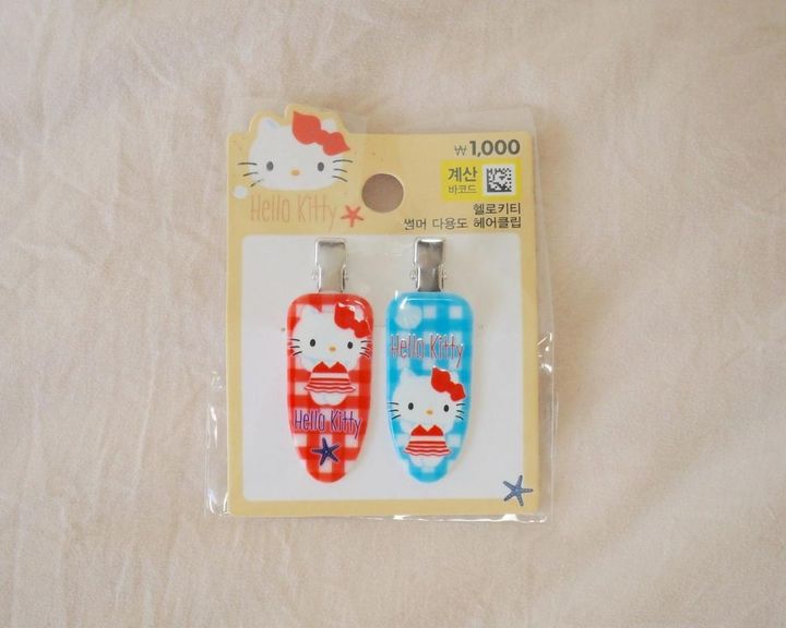 画像1: 夏っぽデザインのキティヘアクリップ