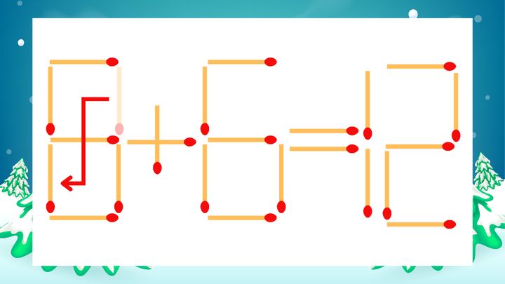 【マッチ棒クイズ】1本だけ動かして正しい式に：9+6=12？の解答画像