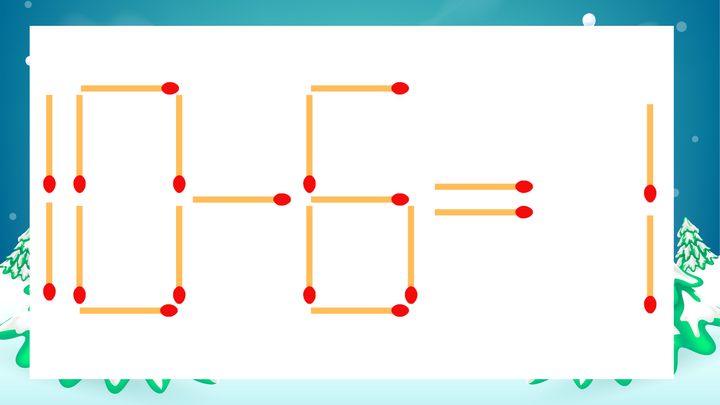 【マッチ棒クイズ】1本だけ動かして正しい式に：10-6=1？の問題画像