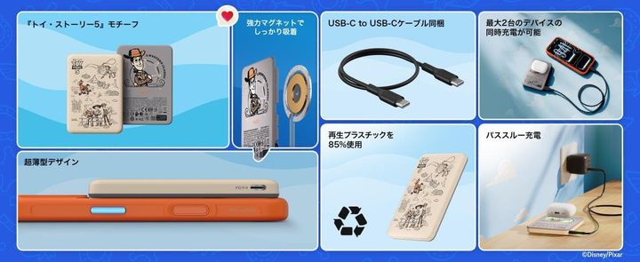 BoostCharge ワイヤレスモバイルバッテリー 5,000 mAhの機能詳細