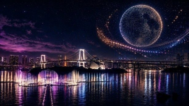 噴水「東京アクアシンフォニー」と連動する空間演出のイメージ