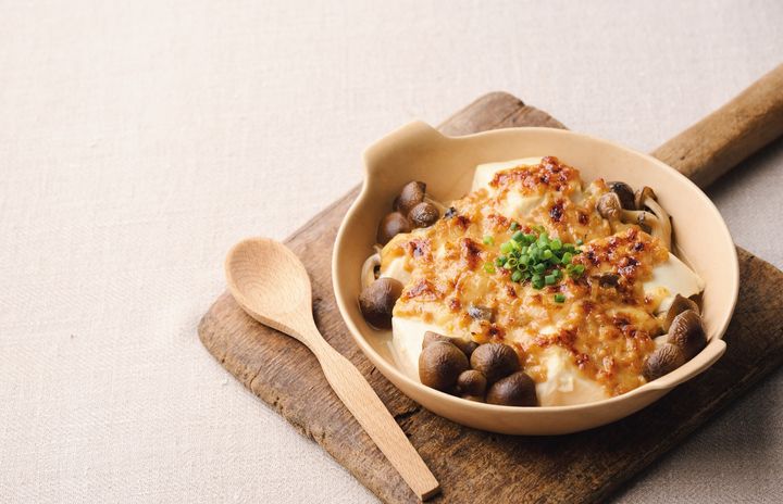 納豆、豆腐ときのこのグラタン
