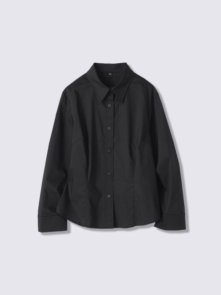 黒い8分袖ベビーシャツの平置き