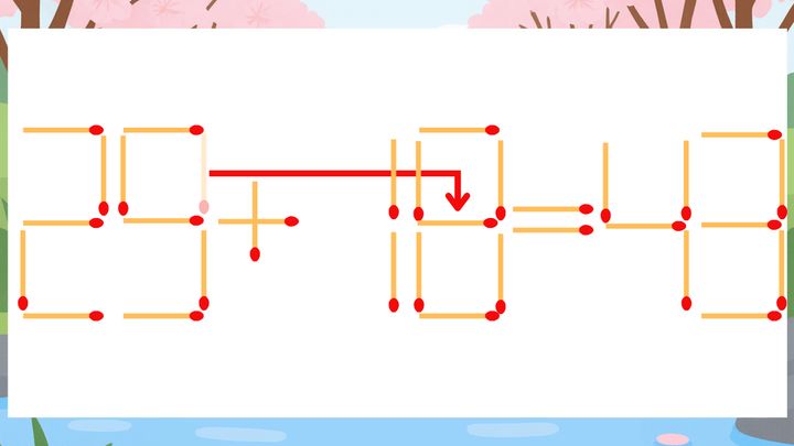 【マッチ棒クイズ】1本だけ動かして正しい式に：29+10=43？の解答画像
