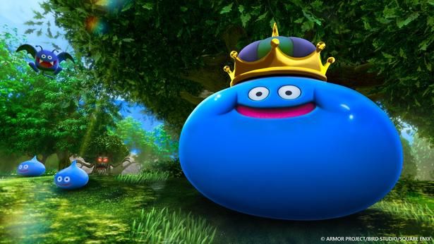 「ドラゴンクエストVR RIDE」イメージ。森の中に佇むキングスライム