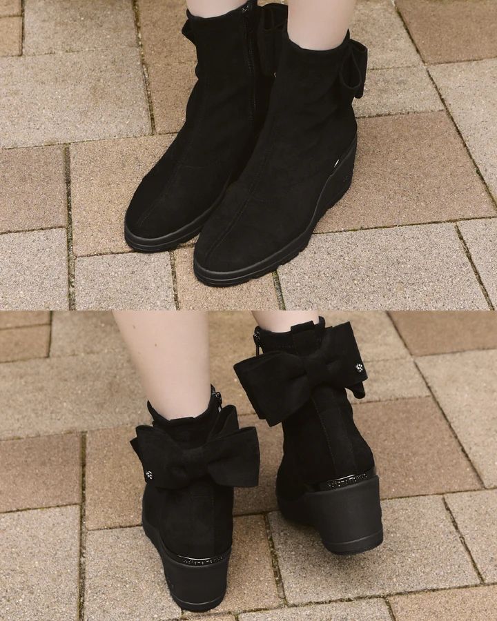 Back Ribbon Short Boots 黒のみ