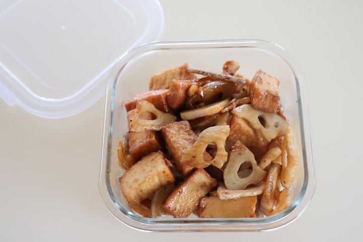 れんこんと厚揚げの甘辛炒め