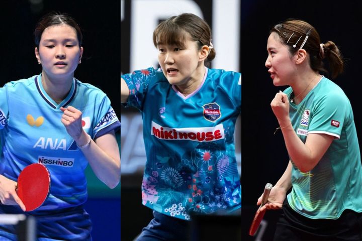 橋本帆乃香、大藤沙月、平野美宇（C）WTT