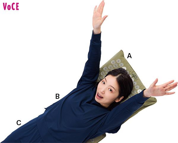 【A】シャクティマット 【B】STANDARD DRY＋ ボートネック ロングスリーブ 【C】STANDARD DRY＋ フレアパンツ