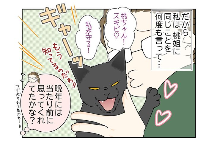 【マンガ・老猫日誌＃123】ウザがられてたかも…それでも伝え続けた想い〜思い出の老猫日誌・桃姐と小論