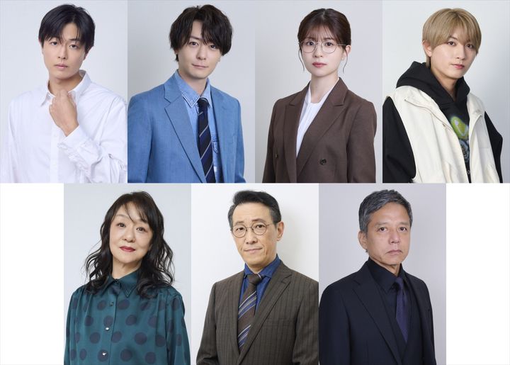 ドラマ『妻を引退します』に出演する（上段左から）時任勇気、犬飼貴丈、松田好花、本高克樹（B＆ZAI）、（下段左から）山下容莉枝、阪田マサノブ、勝村政信 （C）「妻を引退します」製作委員会 width=