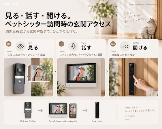 ペットの留守番に。スマートロック連携VDPでペットシッター向け玄関アクセスを提案